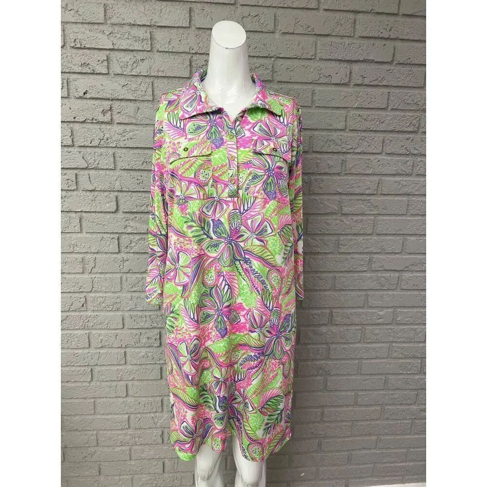 Stella Parker Collection Women Multicolored Shirt Dress Size M